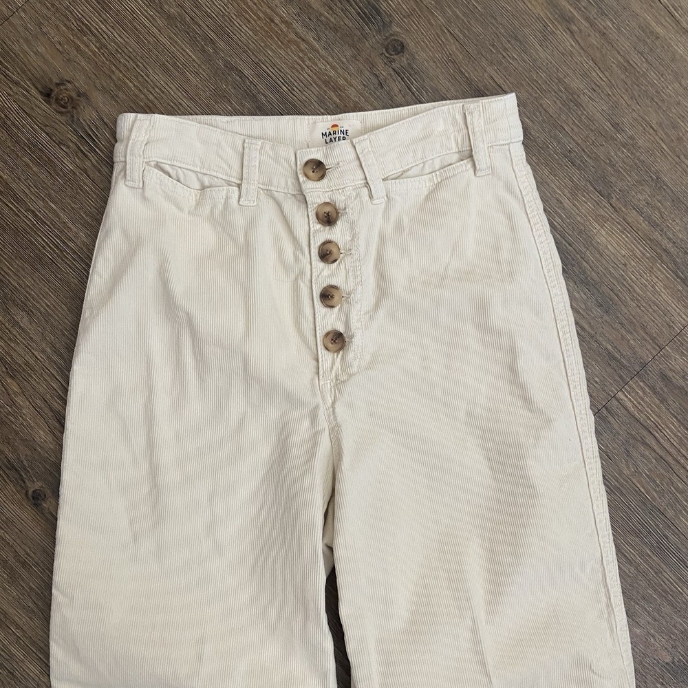 Marine Layer Bridget Corduroy Straight Leg Crop Pant Ivory Beige Woman's 8 EUC - Picture 4 of 7